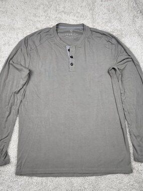 Free Fly Fishing Men's Size Large Olive Green Bamboo Waffle Knit Henley Thermal